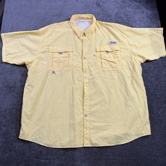 Columbia Other - Columbia PFG Fishing Shirt Men's 4XT Yellow Short Sleeve Button Up Omni Shade